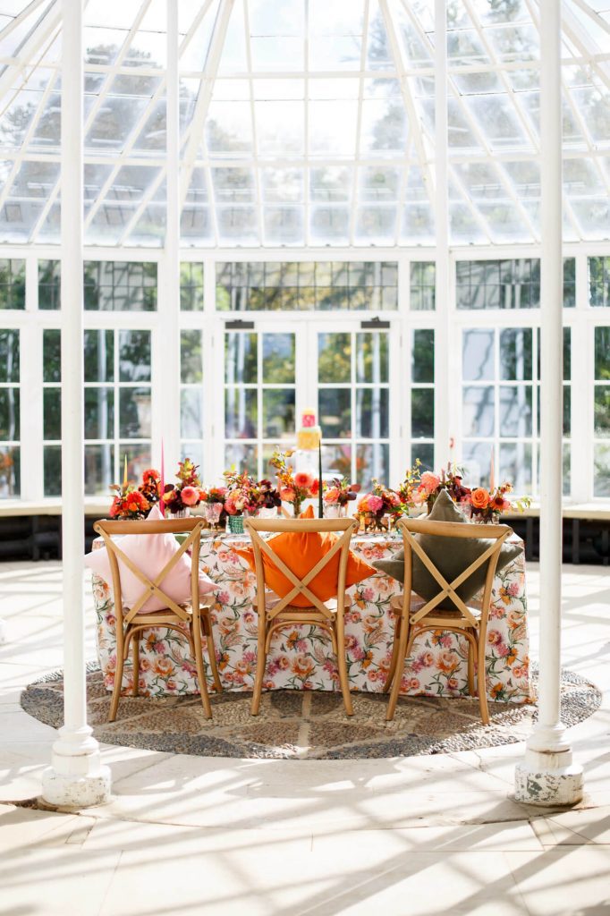 Wedding Table Set Up in Conservatory Setting