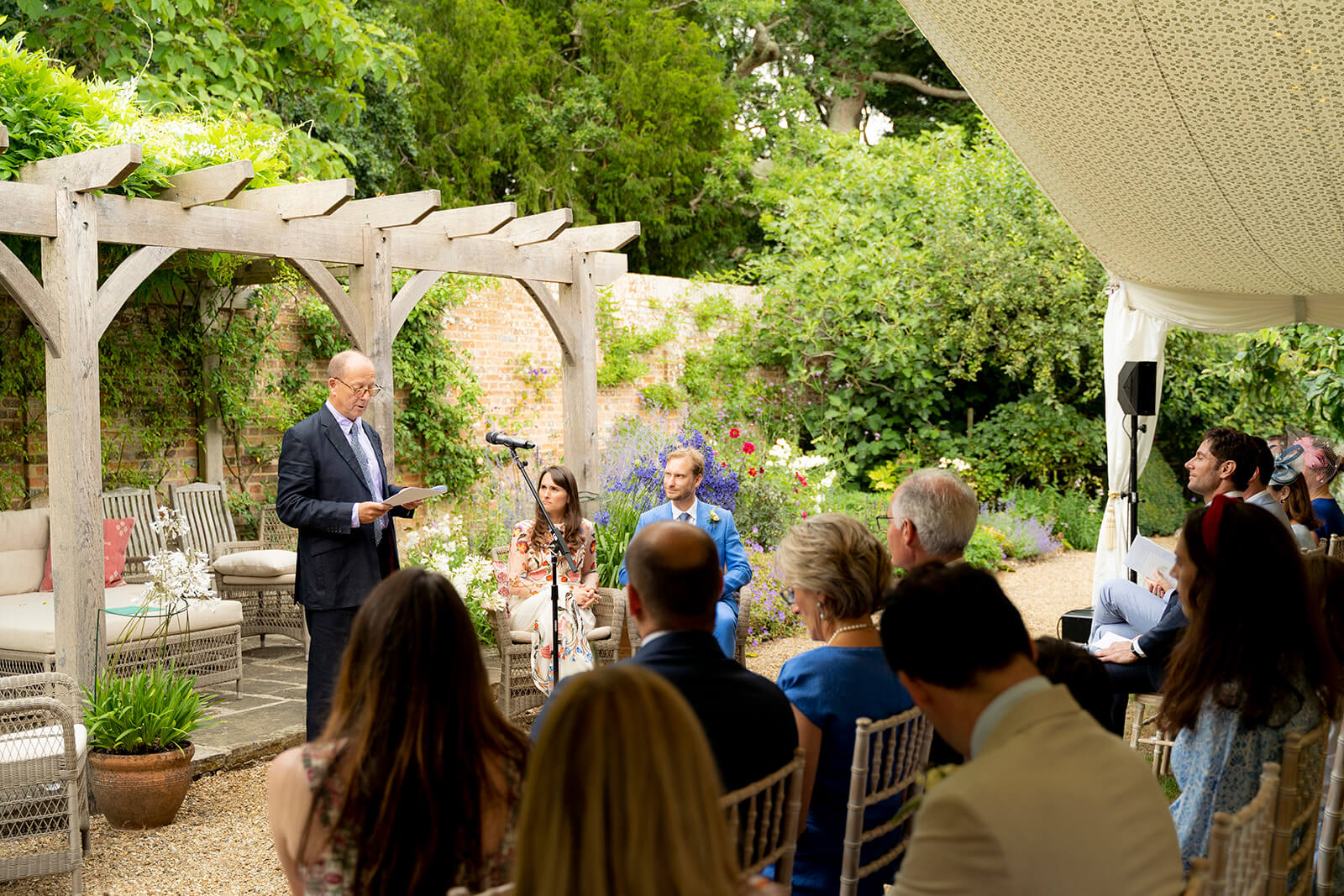 Celebrant Led Maruqee Wedding Berkshire Wedding Planner Wedding Ceremony in Garden