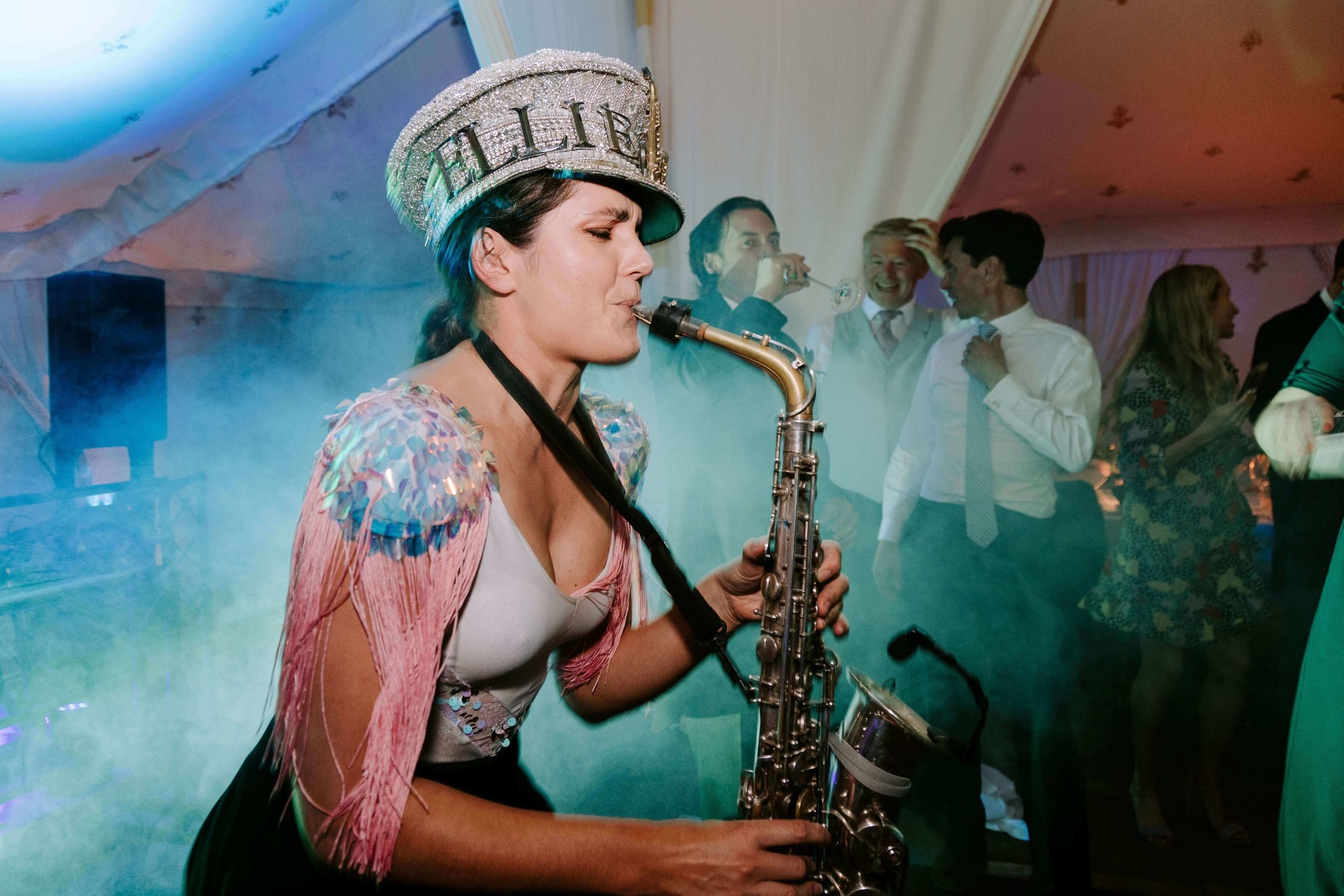 Oxfordshire Wedding Planner Small Marquee Wedding Ellie Sax Ellie Sex playing the saxophone