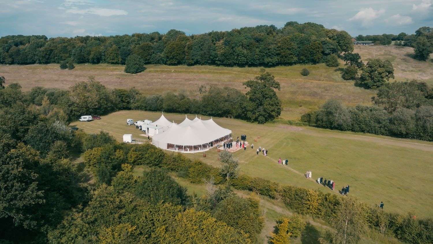 Luxury marquee wedding boutique marquee aerial shot