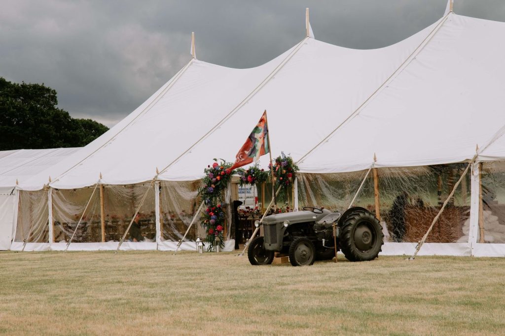 Luxury marquee wedding Sailtent setup for garden wedding