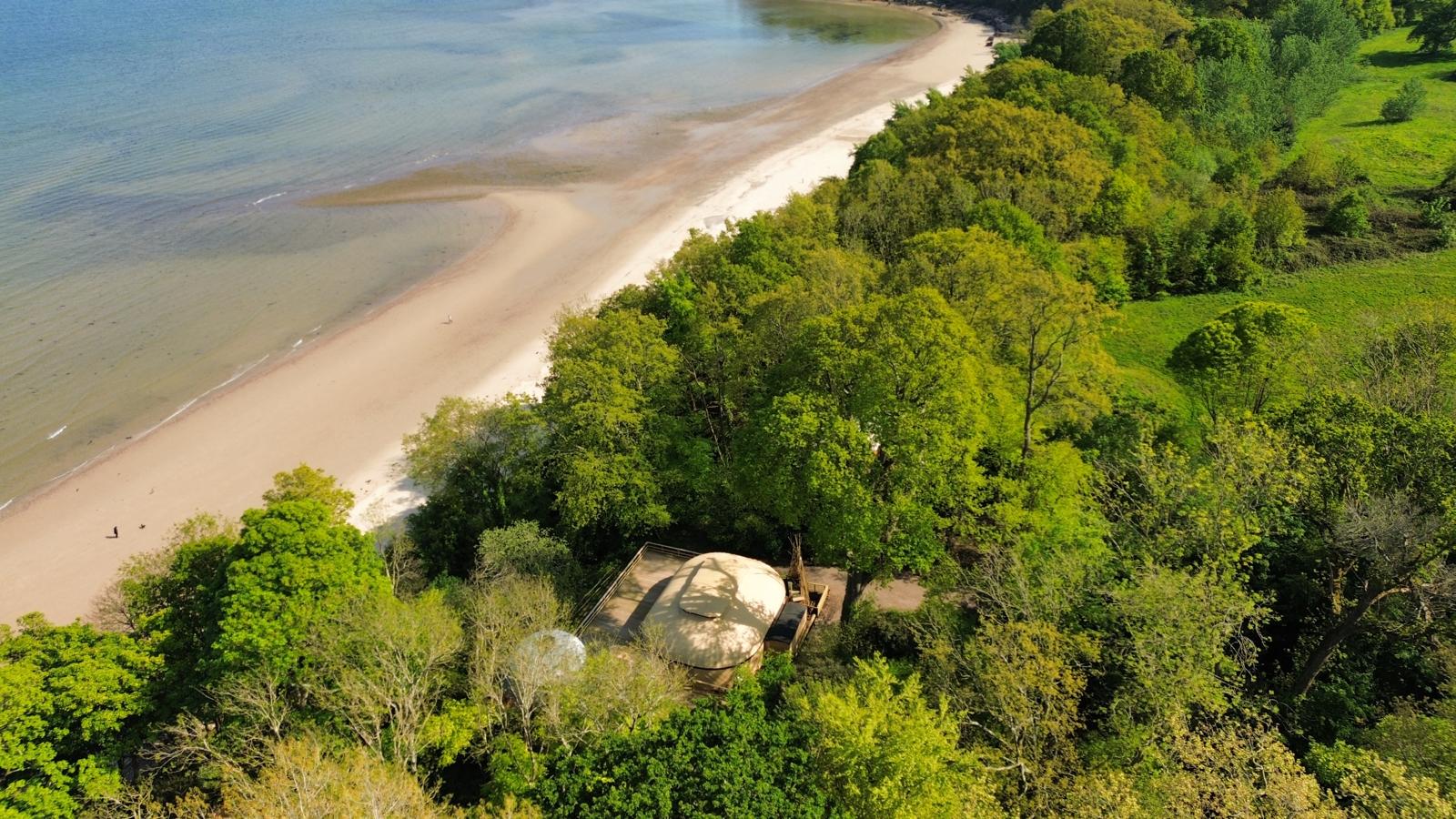 birds eye view of priory bay wedding venue isle of wight wedding planning