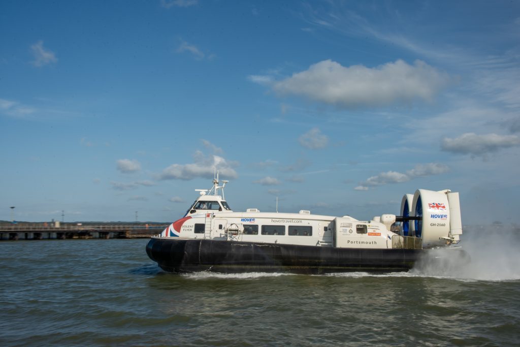 Hovercraft at sea for Isle of Wight wedding
