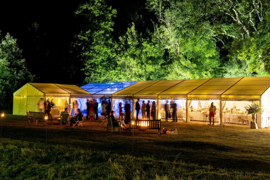 marquee wedding planner logistics at night
