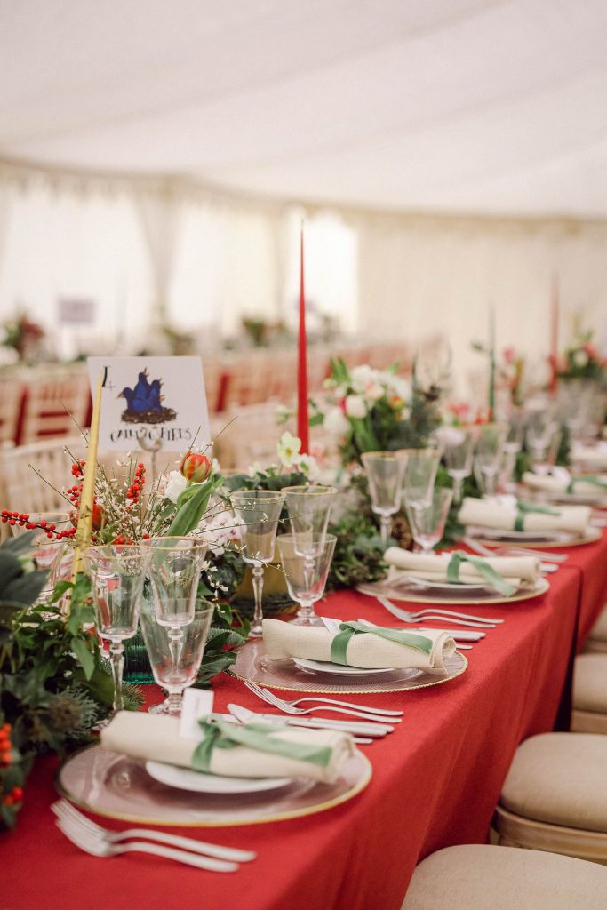 beautiful wedding tables set up for marquee wedding berkshire