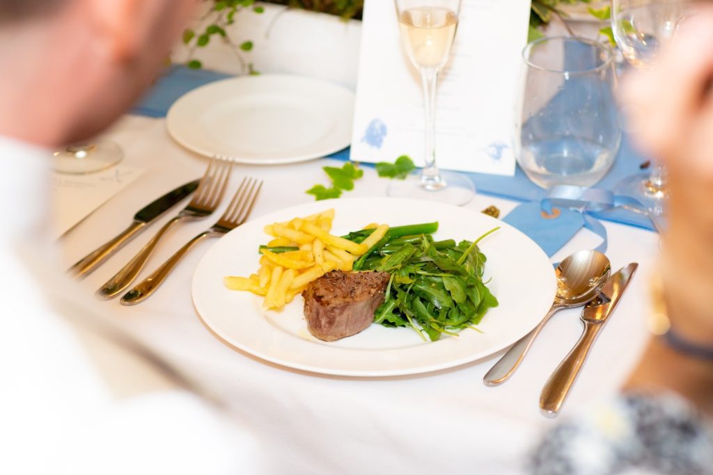 steak and chips for marquee wedding in wiltshire